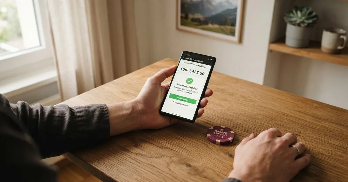 Schweizer Online-Casino-Übersicht mit Symbolen für Auszahlungsgeschwindigkeit, Banküberweisung und ESBK-Lizenz