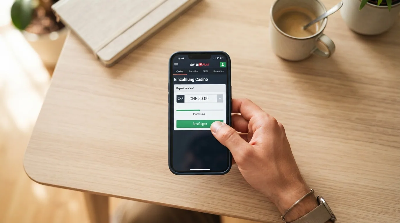 Screenshot-Abfolge in drei Schritten: Casino-Kasse mit Apple Pay Auswahl, Face-ID-Authentifizierung, Bestätigungsbildschirm