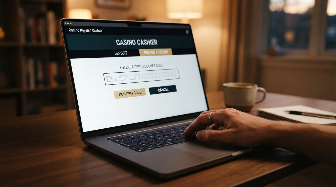 Der Kassenbereich eines Online Casinos mit hervorgehobenem Aplauz-Logo als Zahlungsoption und einem Eingabefeld für den 16-stelligen Code