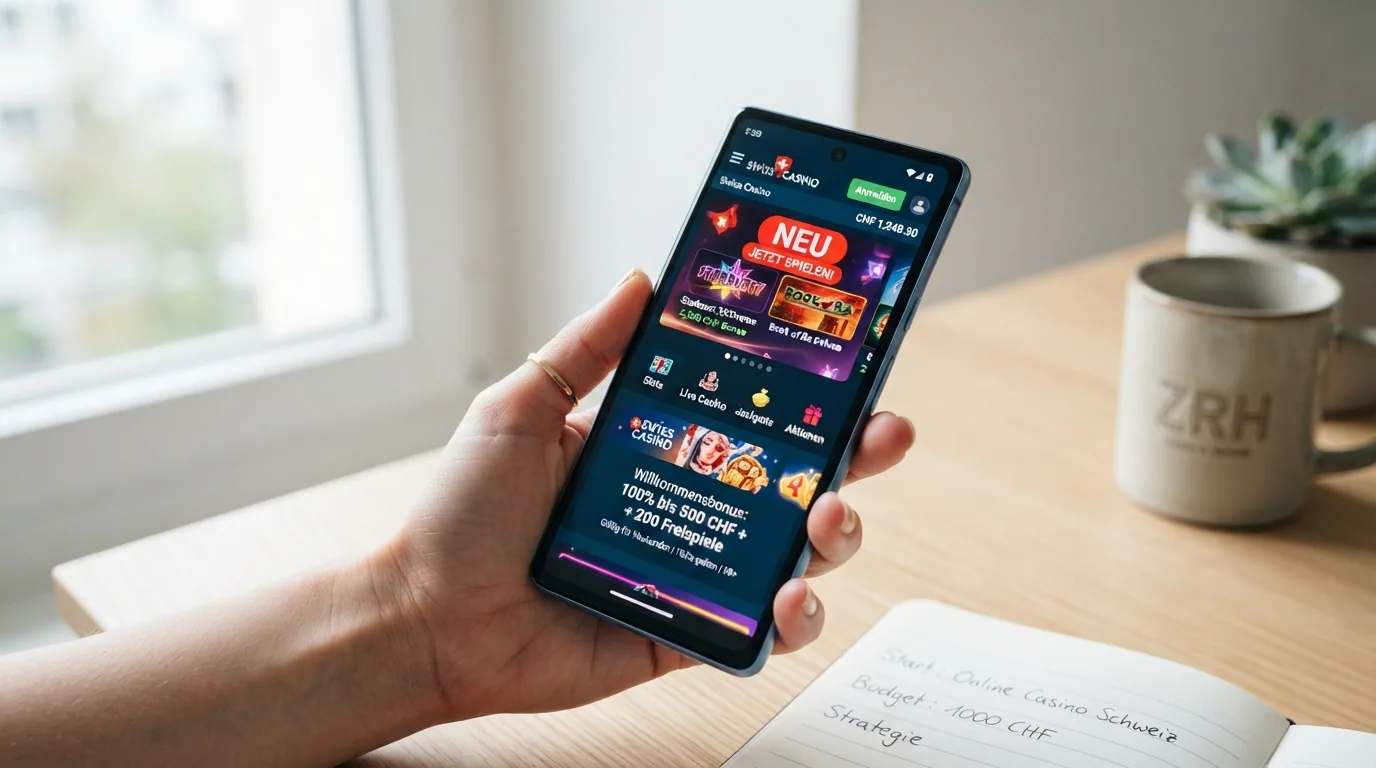 Modernes Casino-Interface auf Smartphone mit Kalenderblatt 2026 und NEU-Badge