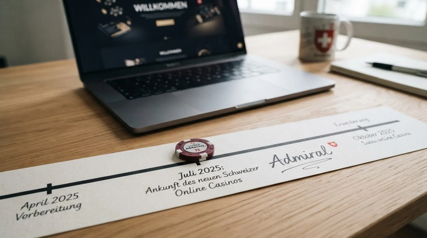 Kalender mit Markierung Juli 2025 und daneben das Admiral-Logo als Symbol für den jüngsten Marktzugang