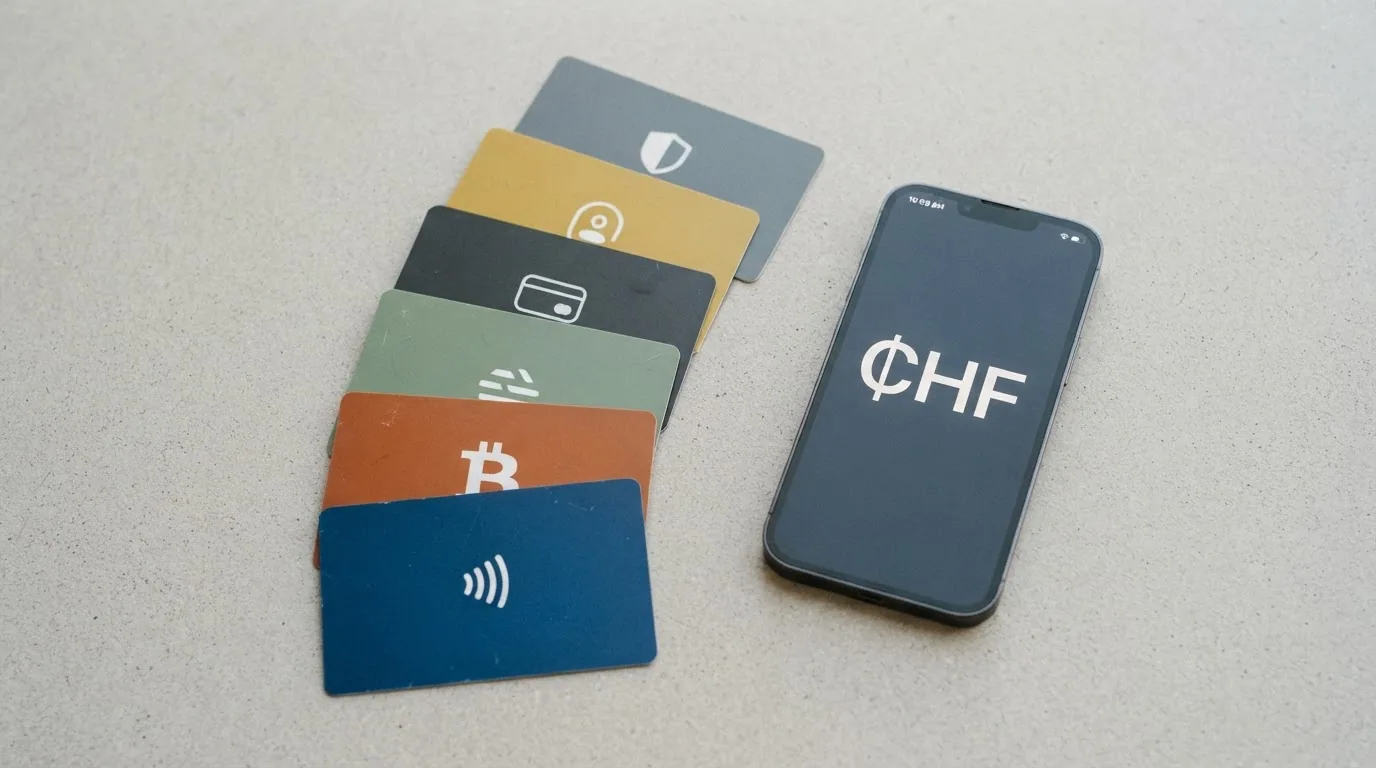 Sechs Zahlungslogos (TWINT, PostFinance, Visa, Skrill, Neteller, Paysafecard) nebeneinander auf hellem Hintergrund, darunter die Silhouette eines Smartphones