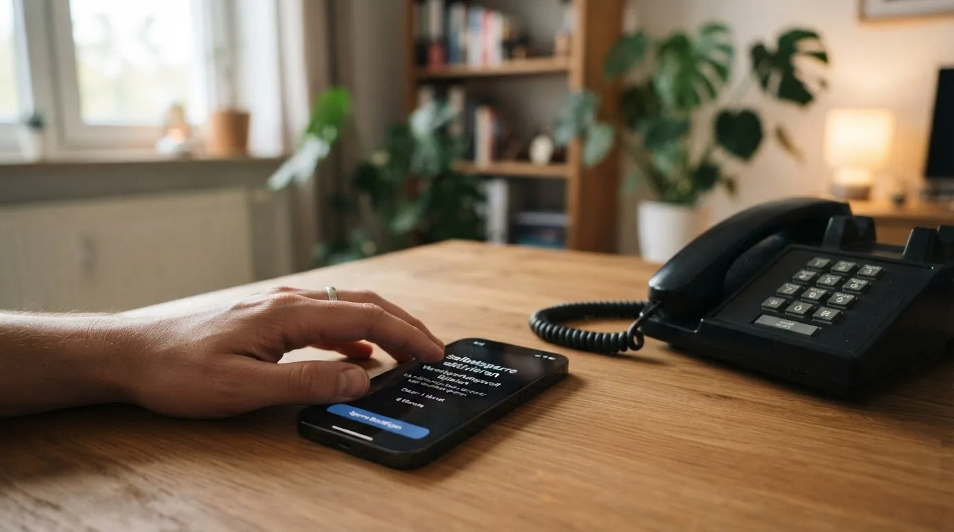 Beratungsgespräch oder Helpline-Telefon mit Hinweis auf 0800 040 080