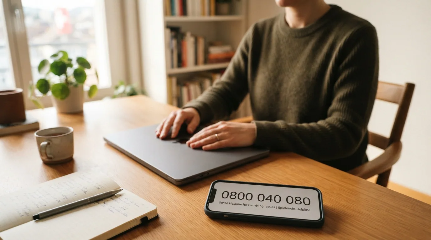 Symbolbild fuer verantwortungsvolles Spielen mit Hinweis auf die Spielsucht-Helpline 0800 040 080