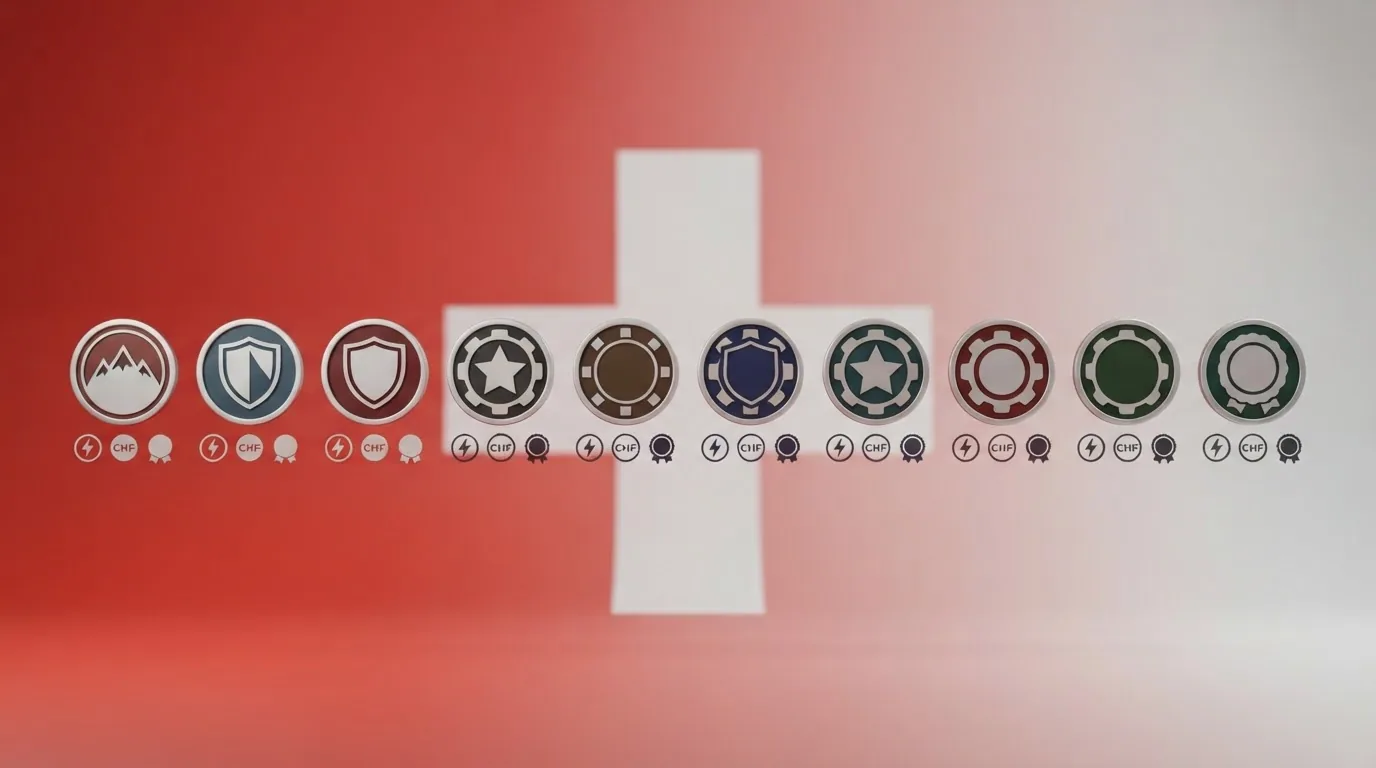 Eine übersichtliche Darstellung von zehn Casino-Logos mit farblich hervorgehobenen Symbolen für Sofort-Auszahlung und Einzahlungsmethoden